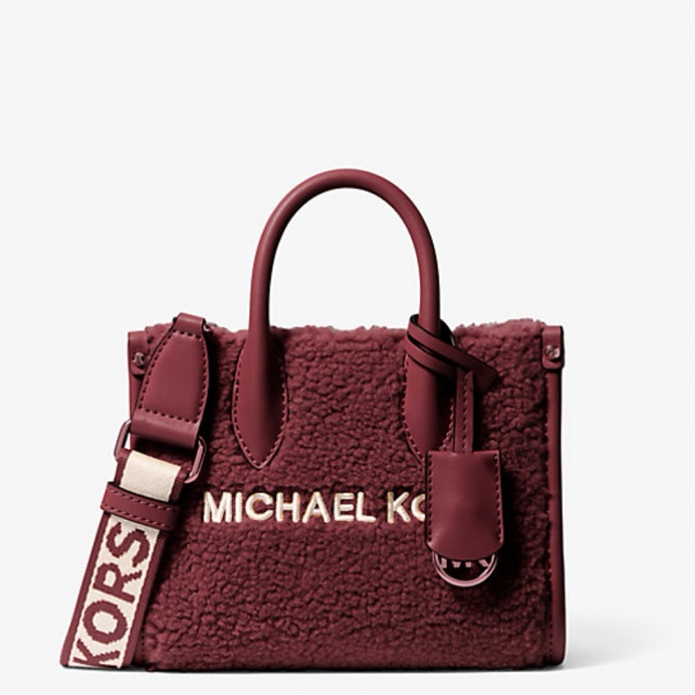 Michael Kors XS Sherpa Oxblood Mirella Tote